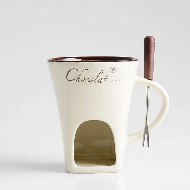 Fondue Mug Set Personal Mini Fondue Pots Chocolate Cheese Ice Cream Fondue Maker Kit Individual Butter Melter Cup Small Warmer Kitchen Gadgets Beige - Shop at LoveMi