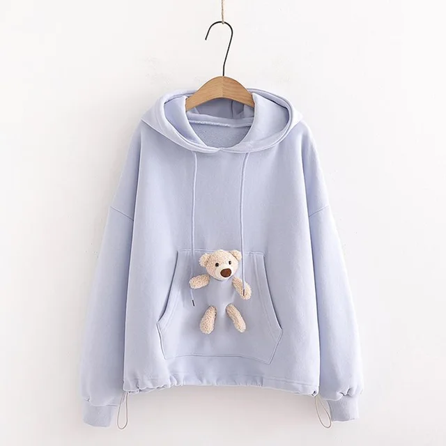Baby Bear Round Neck Plush Warm Sweater Jacket Purple - Shop at LoveMi