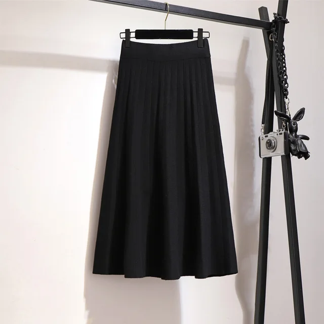 New autumn and winter knitted basic skirt Black - Shop at LoveMi