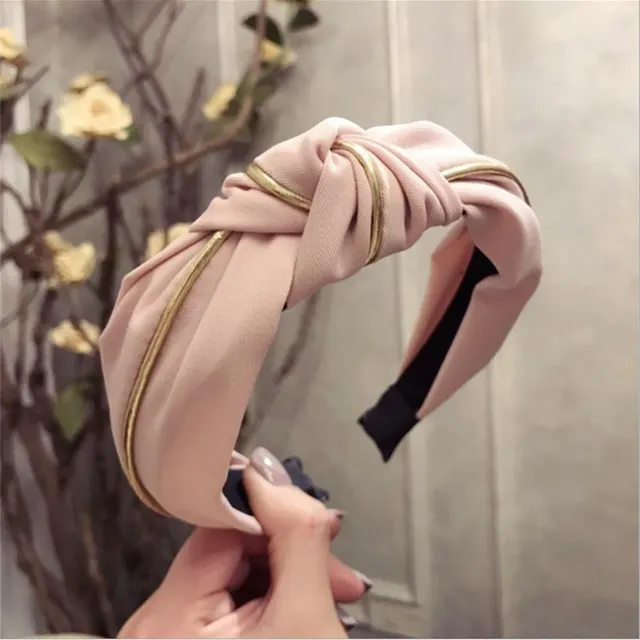 Striped Contrast Knotted Wide Edge Hair Band Pink - Shop at LoveMi