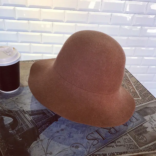 Thick pure wool top hat in autumn and winter Caramel - Shop at LoveMi