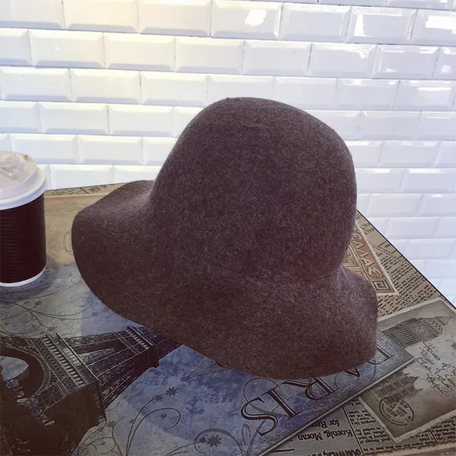 Thick pure wool top hat in autumn and winter Deep Coffee - Shop at LoveMi