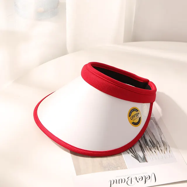 Women's sunscreen empty top hat White Red 12Cm - Shop at LoveMi