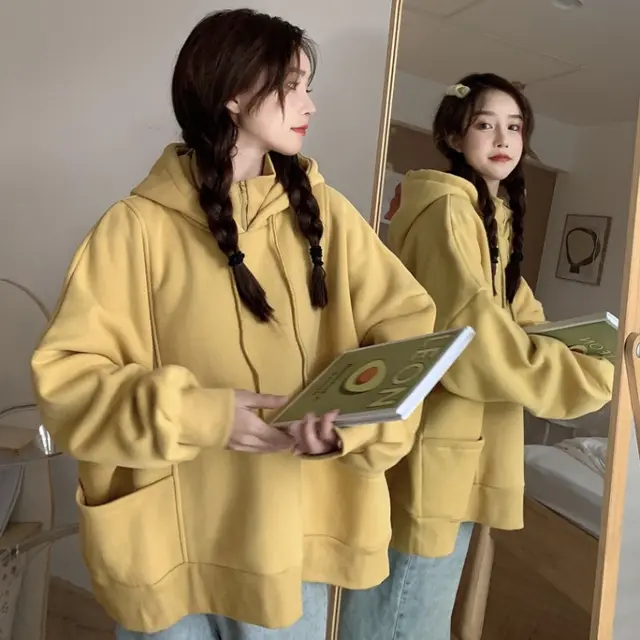 Lazy style loose coat Yellow - Shop at LoveMi