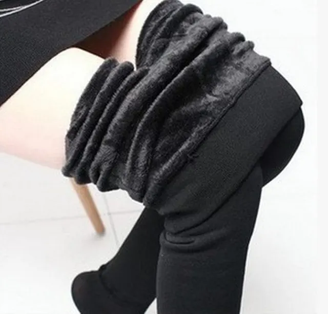 Fleece Leggings Winter Warm Thick High Stretch Plus Velvet Skinny Fitness Woman Pants Suitable Weight 45 75kg Black - Shop at LoveMi