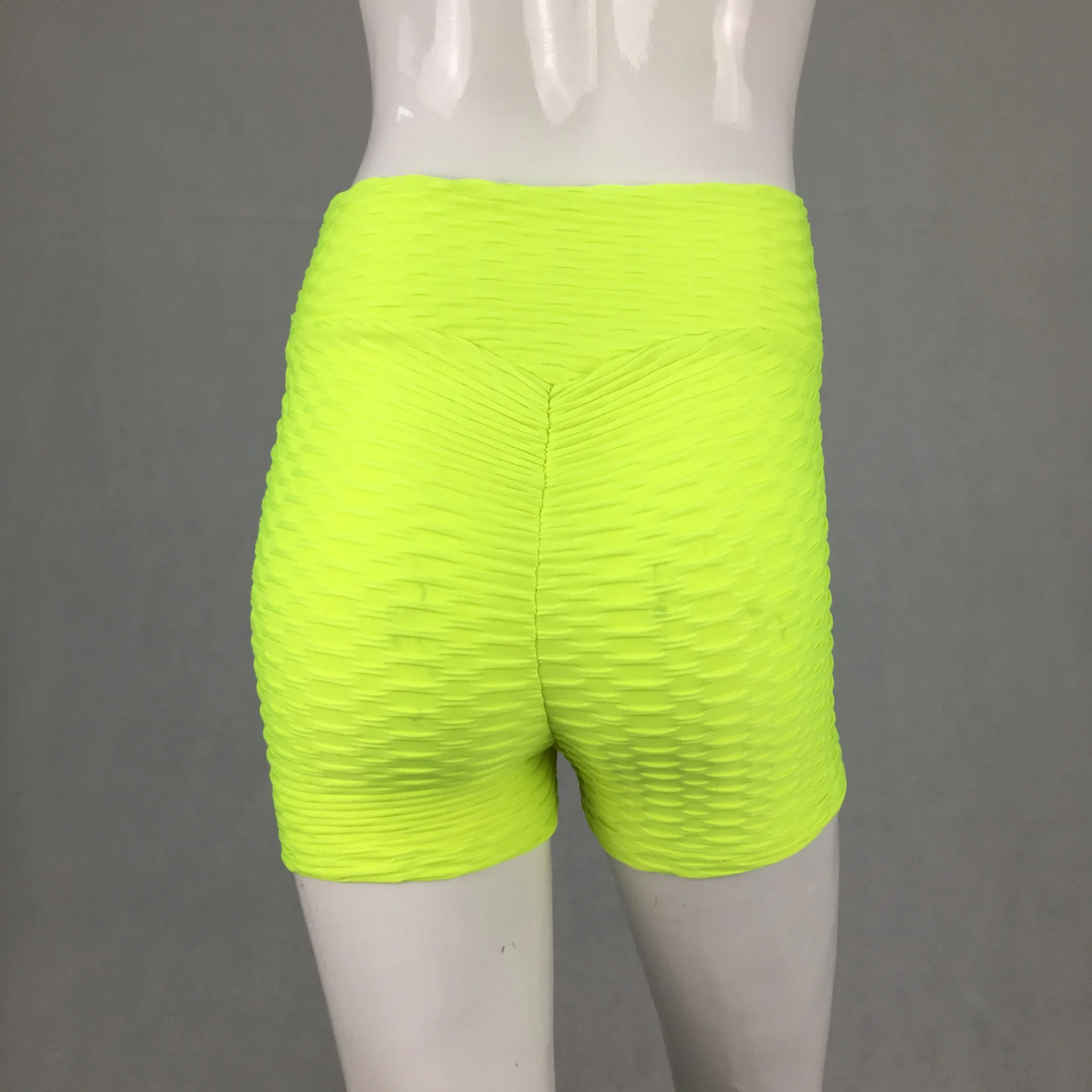 Jacquard sports solid color stretch running shorts - Fluorescent Yellow