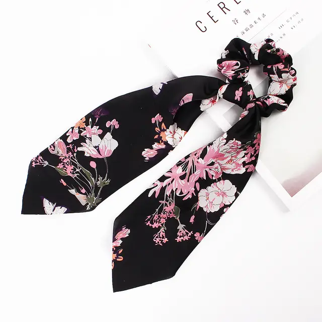 Soft Satin Ribbon Hair Scrunchie Rope Black - Shop at LoveMi