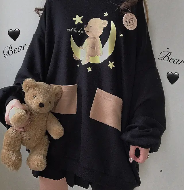 Soft girl blouse plus velvet thick cute sweater women Black - Shop at LoveMi
