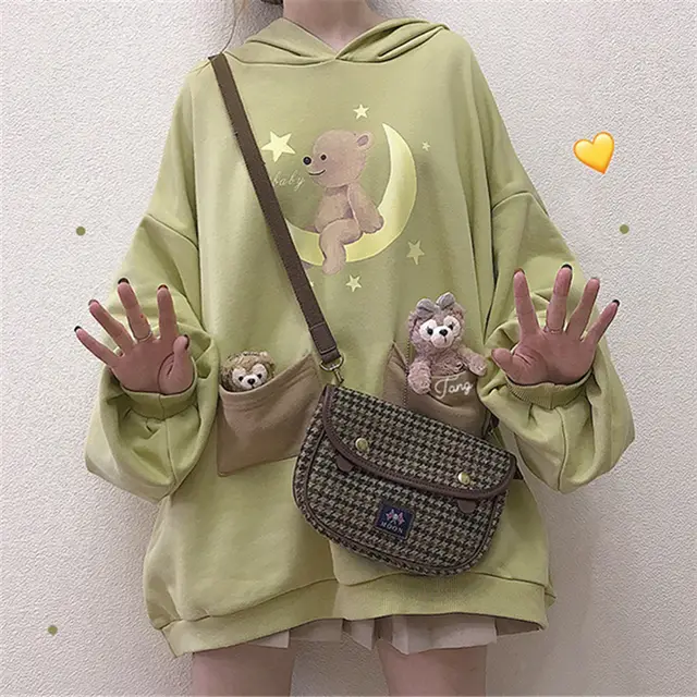 Soft girl blouse plus velvet thick cute sweater women Green - Shop at LoveMi