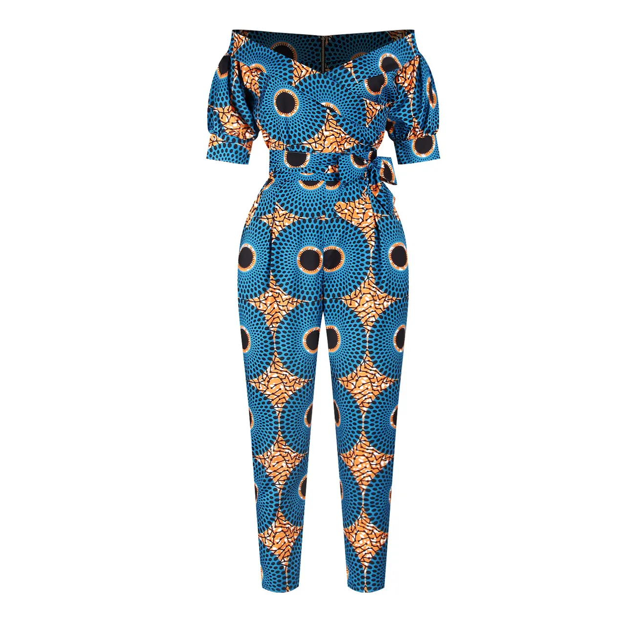 Lantern sleeves off-the-shoulder neckline jumpsuit - Fkaa004