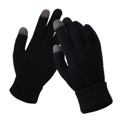 Couple knitted gloves touch screen gloves Black - Shop at LoveMi