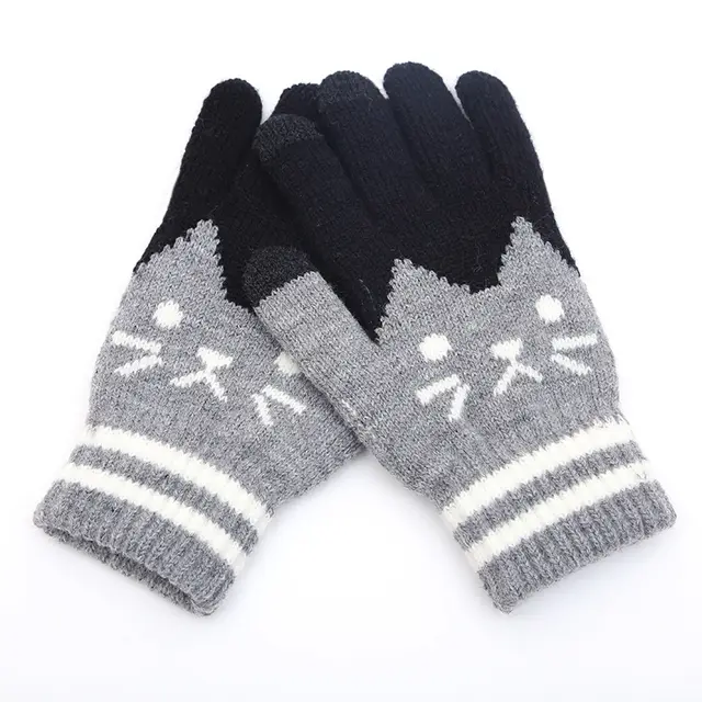 Couple knitted gloves touch screen gloves Grey B - Shop at LoveMi
