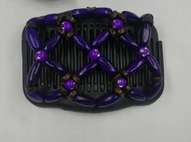 Vintage Elastic Hairpin Stretch Hair Comb Hot Sales Beaded Hair Magic Comb Clip Beads Pin Ladies Hair Accessories Purple - Shop at LoveMi