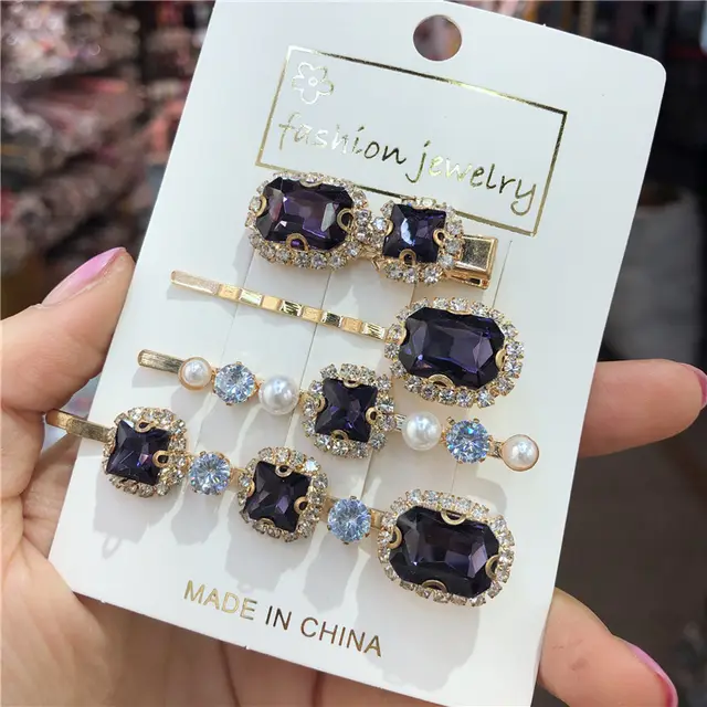 Korean retro green hairpin Purple - Shop at LoveMi