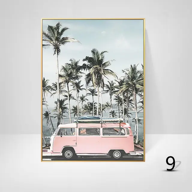 Beautiful seascape beach decoration painting Sightseeing Car - Shop at LoveMi