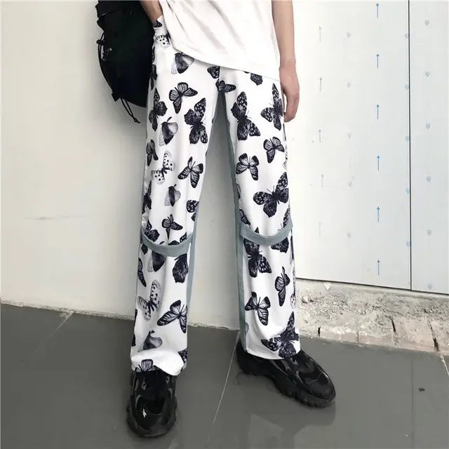 Butterfly print jeans Denim Blue - Shop at LoveMi