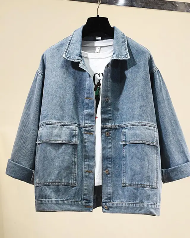 Korean style loose bf all match student Harajuku retro long sleeved blouse women Blue - Shop at LoveMi