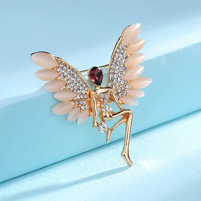 Crystal Opal Wings Corsage Sweater Cardigan Decoration B42B White - Shop at LoveMi