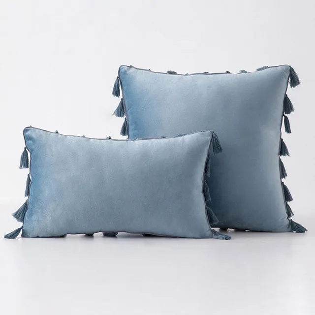 Super Soft Velvet Pillow Cover Hand Made Velvet Cushion Cover Water Blue - Shop at LoveMi