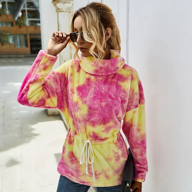 Autumn and winter high neck tie dye sweater Red - Shop at LoveMi