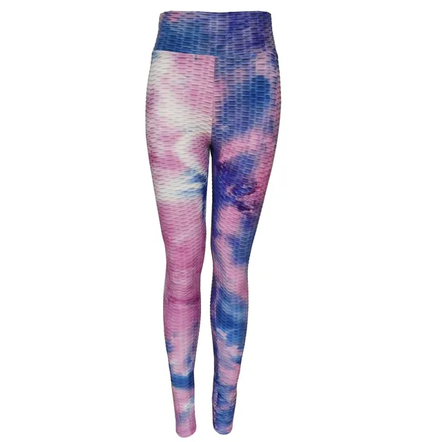 Tie dye jacquard hip yoga leggings Blue Purple - Shop at LoveMi