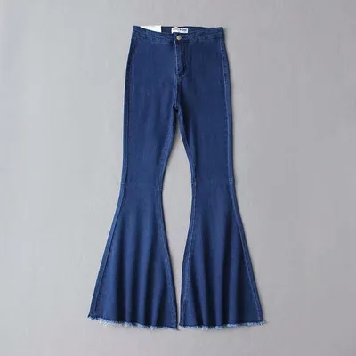 High waist denim flared pants Navy - Shop at LoveMi