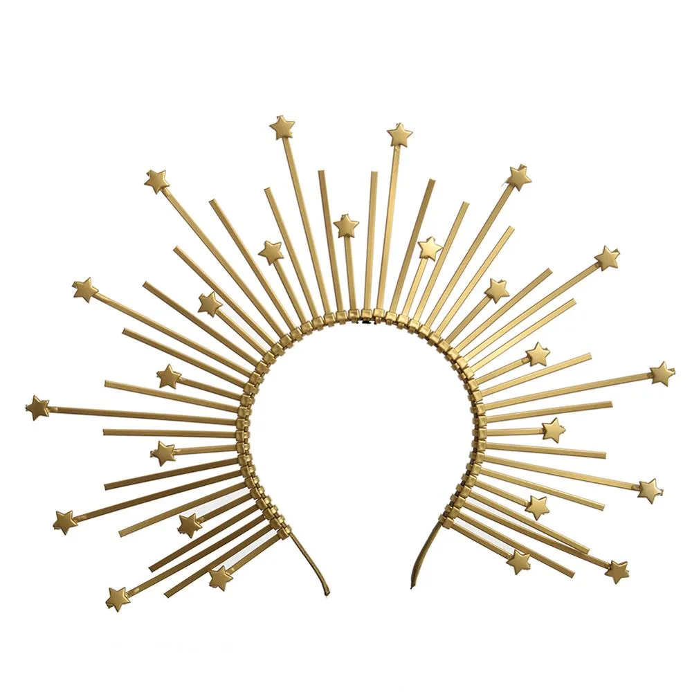 Gothic Dark Black Exaggerated Golden Halo Headband - 2715Mgolden - View 1