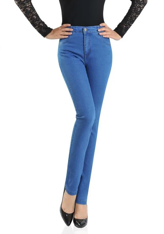Summer Stretch Jeans Plus Size High Waist Pants Korean Style Slim Light Blue - Shop at LoveMi
