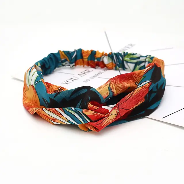 Flower elastic silk hair band Leaves Green - Shop at LoveMi