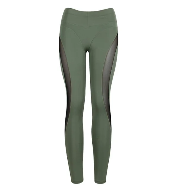 Patchwork mesh trousers, slim yoga sports trousers Green - Shop at LoveMi