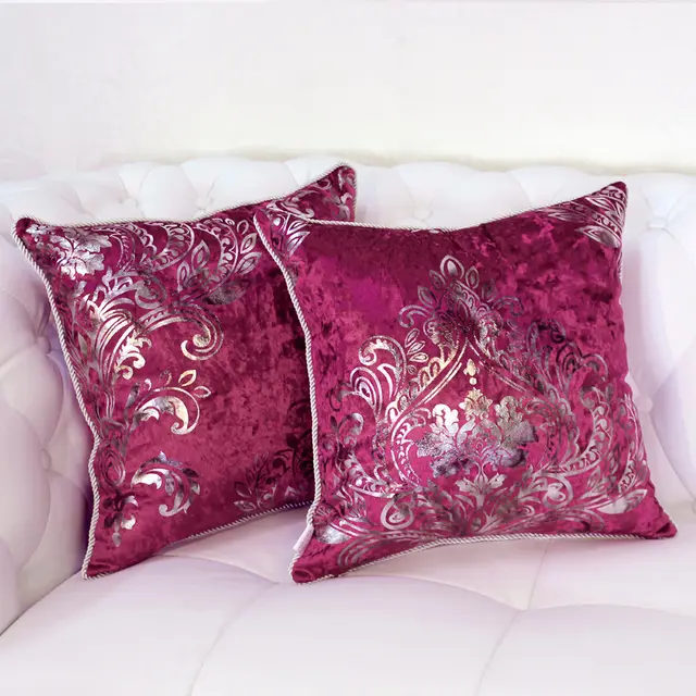 European Style Velvet Hot Silver Cushion Cover Cushion Red - Shop at LoveMi