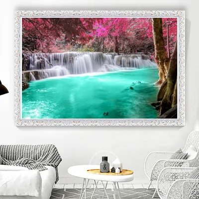 Diamond painting 5d full diamond colorful waterfall scenery B - Shop at LoveMi