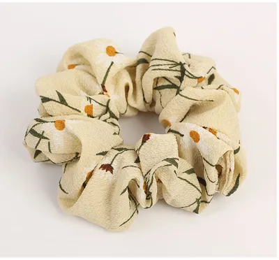 Spring and summer chiffon large intestine circle hair ring women Beige - Shop at LoveMi