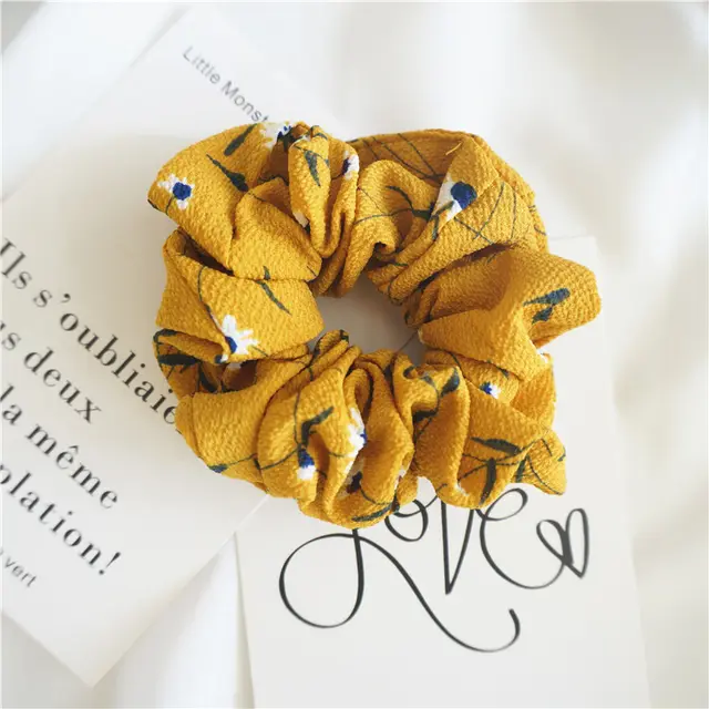 Spring and summer chiffon large intestine circle hair ring women Yellow - Shop at LoveMi