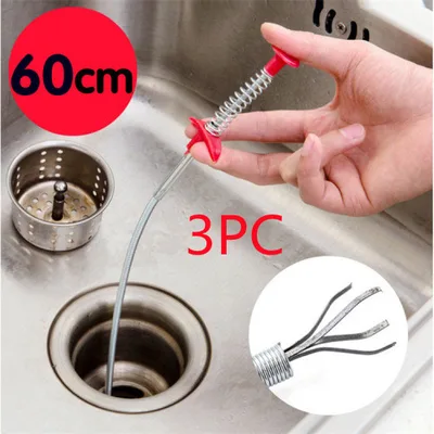 60CM Sewer Dredger Spring Pipe Dredging Tool Household Hair Cleaner Drain Clog Remover Cleaning Tools Household For Kitchen Sink Kitchen Gadgets ... Color Randomised 3Pcs - Shop at LoveMi