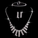 Rhinestones Necklace Set With Earrings Ring And Bracelet Fashion Jewelry For Women
