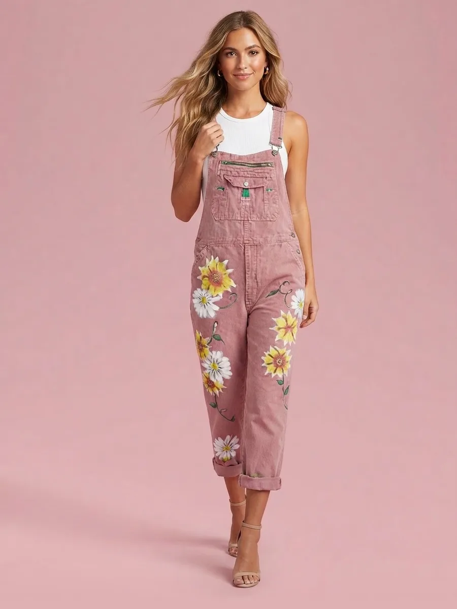 Printed Relaxed Overalls