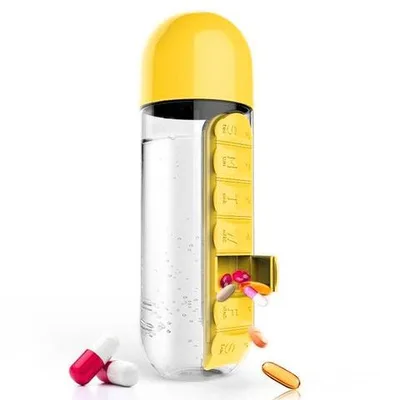 Outdoor Portable One Week Water Cup With Medicine Box Yellow - Shop at LoveMi