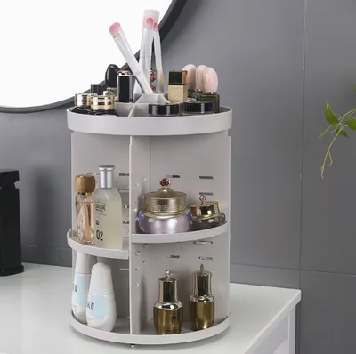 360 degree rotating acrylic cosmetic storage box Gray B - Shop at LoveMi