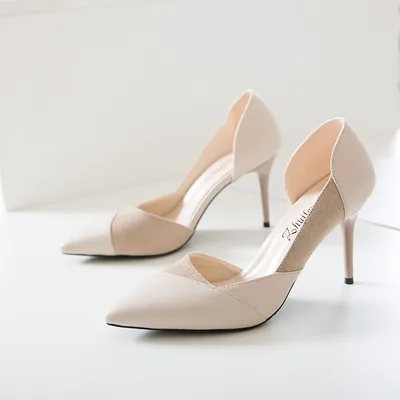 Side stitching low heels Apricot - Shop at LoveMi