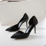 Side stitching low heels - Black