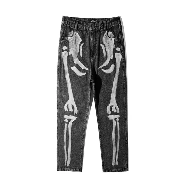 Skull graffiti print jeans Black - Shop at LoveMi