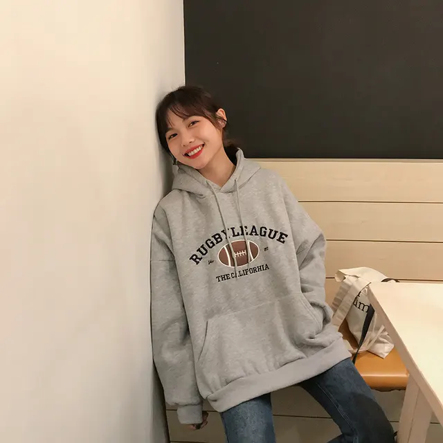 Hooded plus fleece sweatshirt Grey - Shop at LoveMi