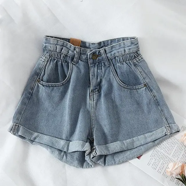 Women's high waist denim shorts Wathet - Shop at LoveMi