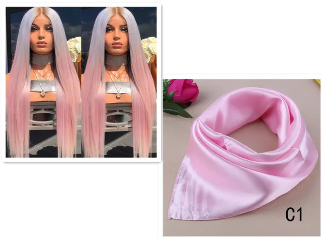 Bleached And Dyed Ladies Long Straight Hair Blue Pink Set - Shop at LoveMi