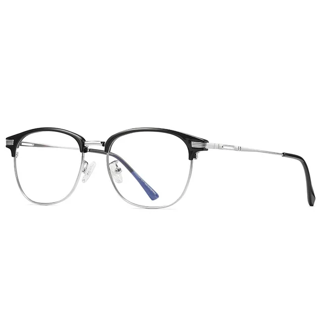 Men's and Women's Blu ray Retro Flat Glasses Frame Black And Silver - Shop at LoveMi