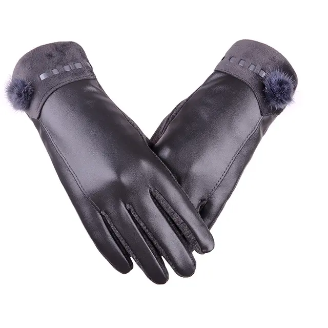 PU touch screen ladies leather gloves Grey - Shop at LoveMi