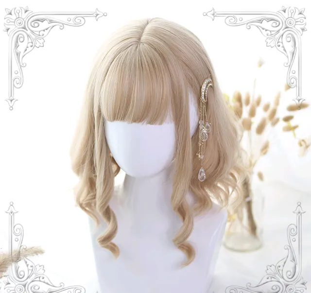 Lolita wig short hair Roman roll Lolita wig curly hair Practicing Walnut - Shop at LoveMi