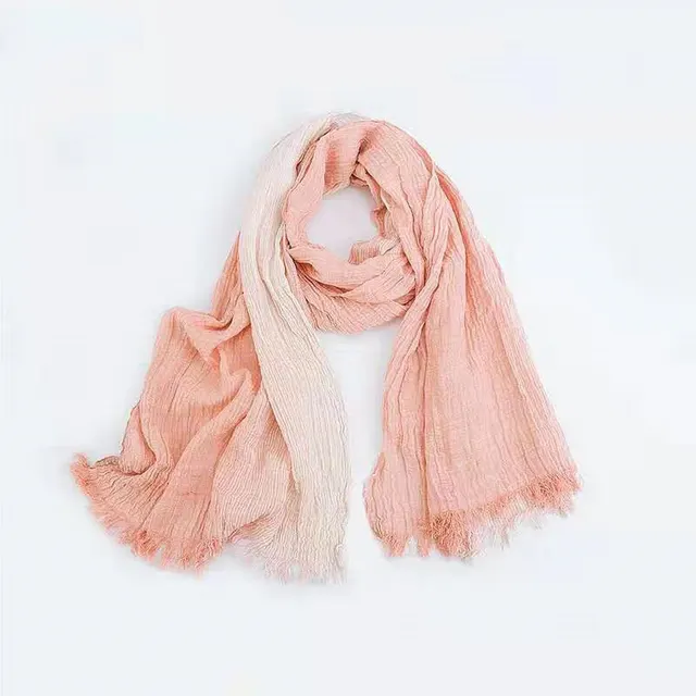 Cotton and linen stripes scarf Orange - Shop at LoveMi