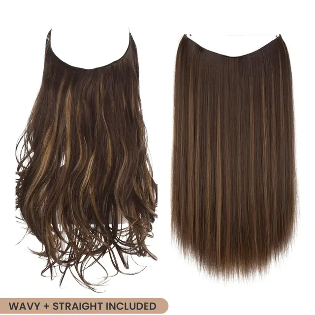 S noilite 20 inches Invisible Wire No Clips in Hair Extensions Secret Fish Line Hairpieces Silky Straight Synthetic Set8 - Shop at LoveMi